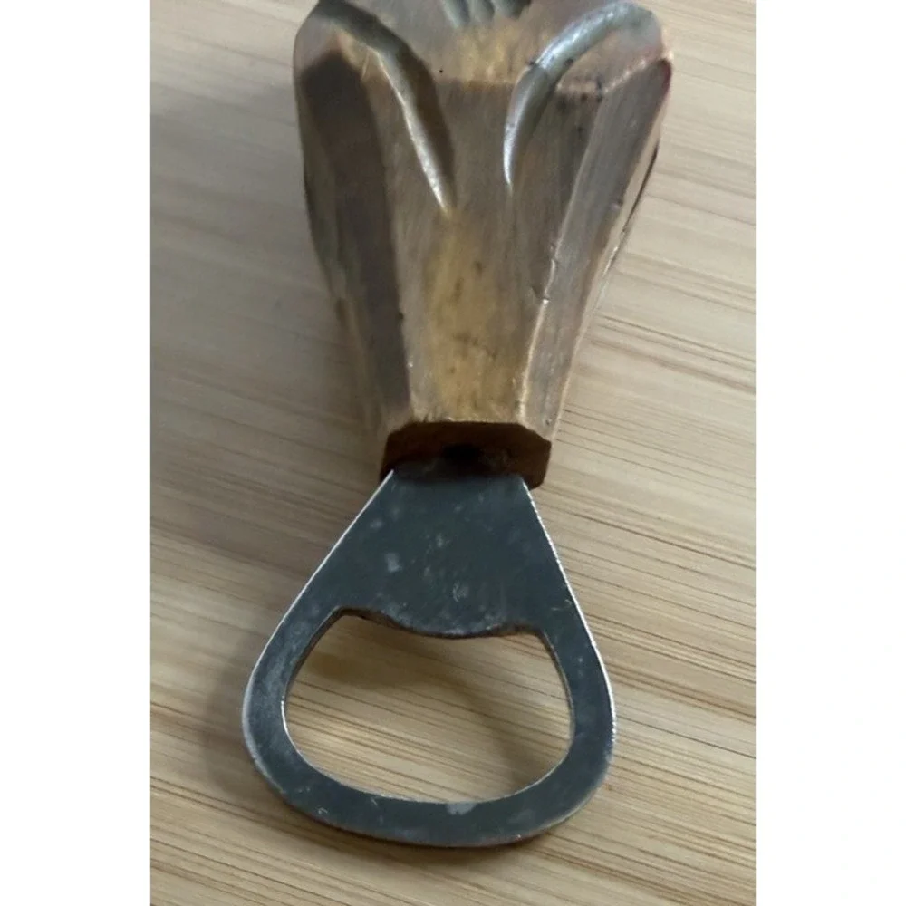 Vintage Hand-Carved Wooden Figural Bottle Opener Whimsical Man European Folk Art